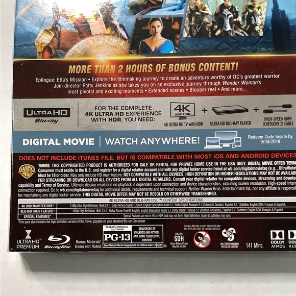 Wonder Woman 4K UHD Blu-ray Gal Gadot NEW 2017 - Picture 3 of 6